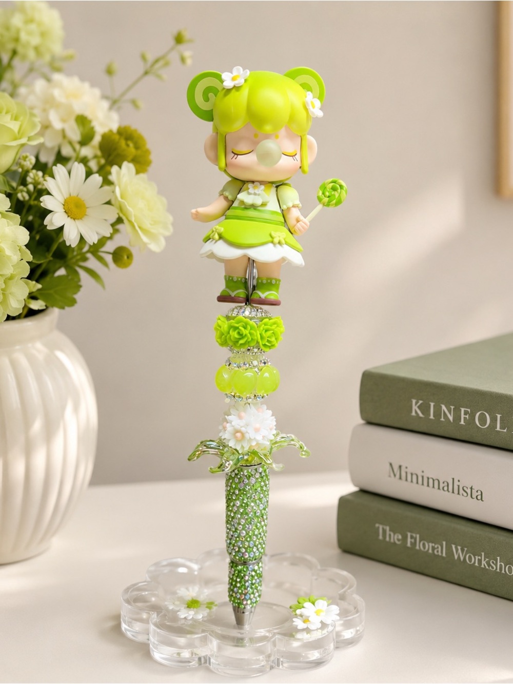Nanci Figures Rhinstone Pens (Matcha Swiss Roll) Nanci Tea Time Series